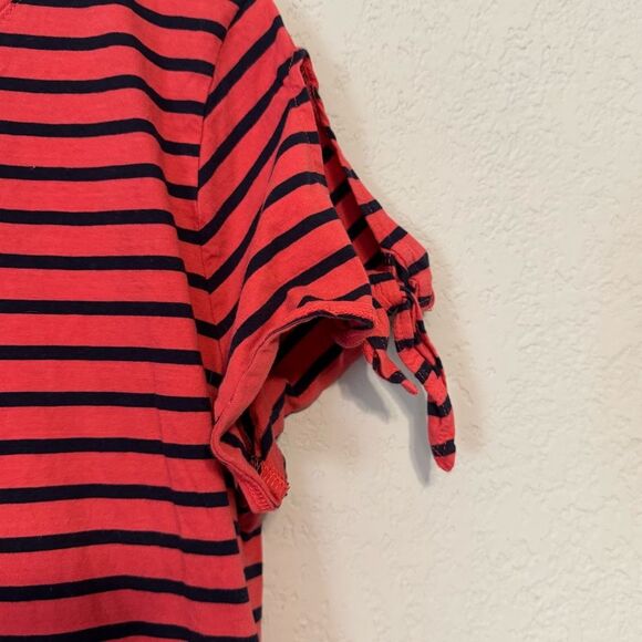 Women's Nautica Red and Navy Striped Short Sleeve Tee - Picture 4 of 9
